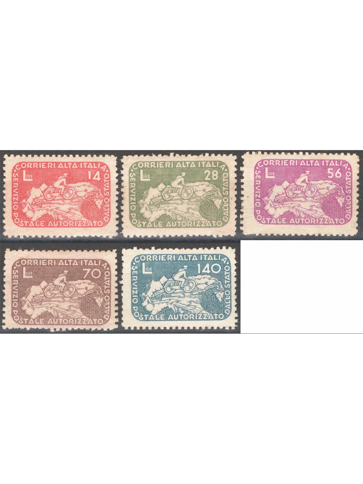 1945 Lieutenantship Coralit Cyclist series no. 8/12 Cert. CiBaFil Cat. € 320 (**)