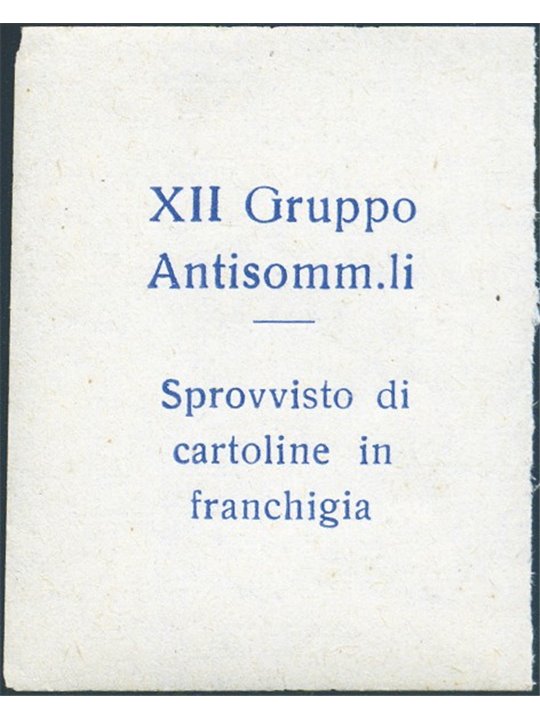1942 Kingdom of Italy Military Freepost Tripoli XII Anti-Submarine Group military freepost new with full gum. One of the two kno