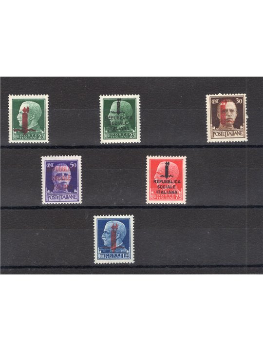 1944 RSI Imperiale con soprast. tipo “k” “l” ed “m” serie n° 490/95 Cat. € 240 (**)