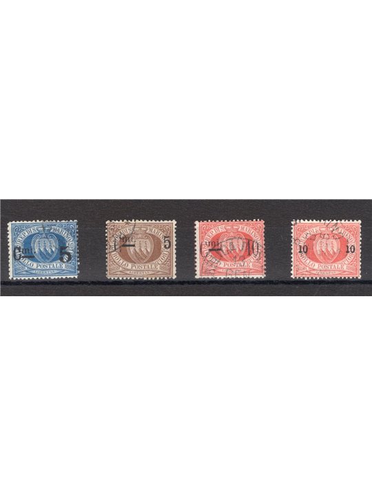 San Marino 1892 Coat of Arms overprinted series No. 8/11 Cert. CiBaFil Cat. €175 (U)