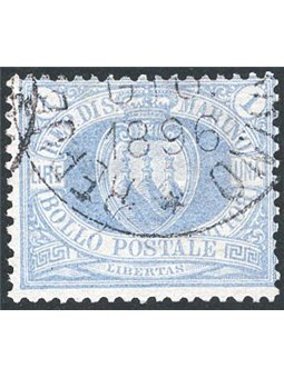 San Marino 1894 Coat of Arms 1 £ ultramarine No. 31 Cert. Cilio Cat. €1,000 (U)