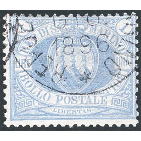 San Marino 1894 Stemma 1 £ oltremare n° 31 Cert. Cilio Cat. € 1.000 (U)