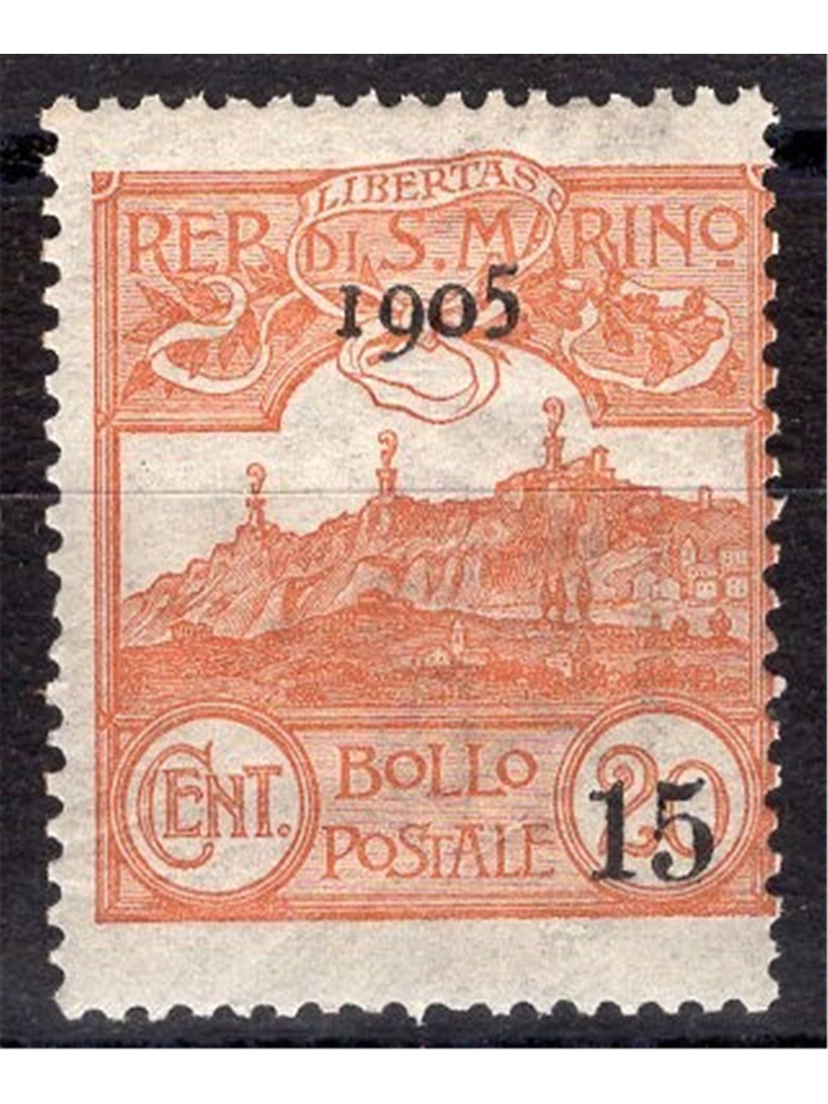 San Marino 1905 Views 15 c. on 20 No. 46 Cat. €50 (**)