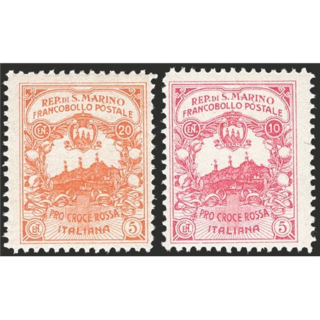 San Marino 1916 Red Cross Pro CEI nos. 50A/50B unissued CiBaFil certified Cat. 1,150 (**)