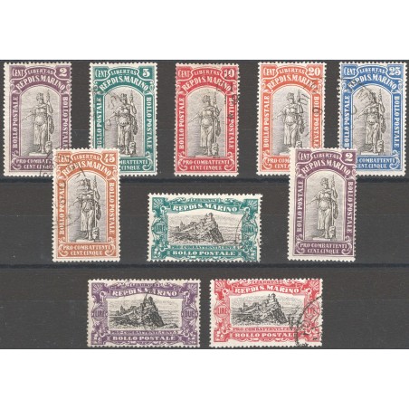 San Marino 1918 Pro Combattenti serie n° 54/62 Cat. € 110 (U)