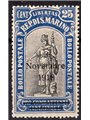 San Marino 1918 Vittoria soprast. 25 c. oltremare gommato anche al recto n° 67c Cat. € 90 (**)