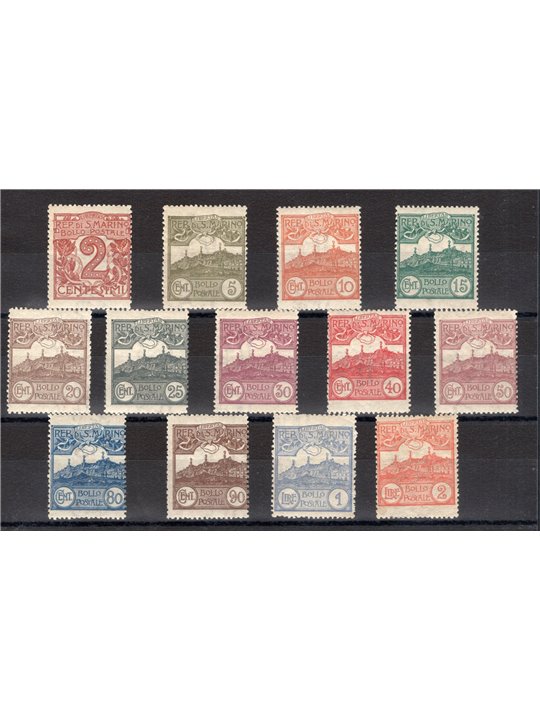 San Marino 1921/23 Cipher and Scenery series no. 69/81 Cat. € 200 (**)