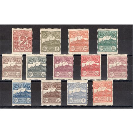 San Marino 1921/23 Cipher and Scenery series no. 69/81 Cat. € 200 (**)