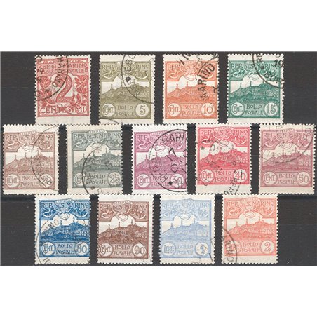 San Marino 1921/23 Cipher or Scenery series no. 69/81 Cat. € 70 (U)