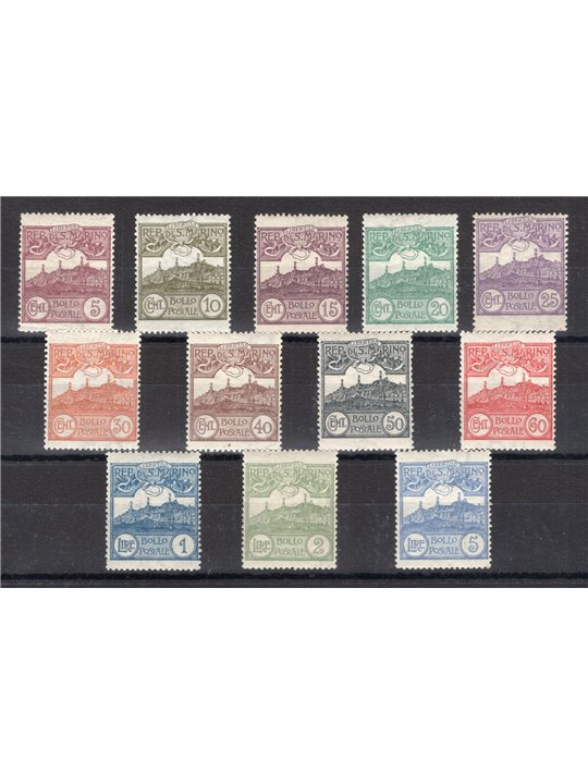 San Marino 1925 Scenes series No. 107/18 with excellent centring Cert. Biondi Cat. €400 (**)