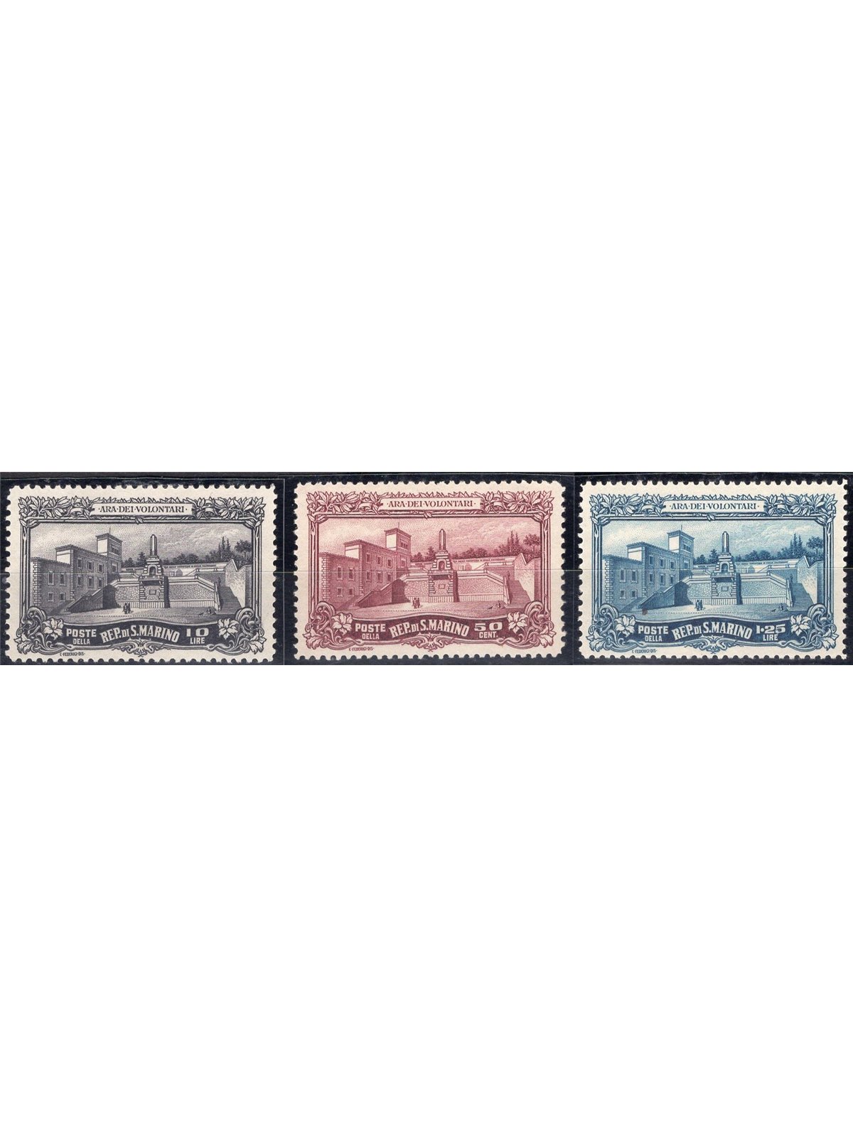 San Marino 1927 Ara dei volontari serie n° 134/36 Cat. € 112 (**) 