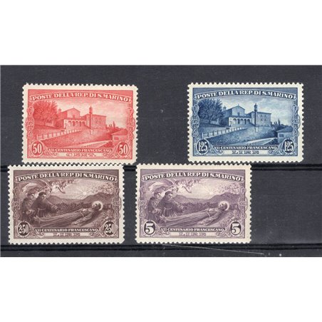 San Marino 1928 San Francesco serie n° 137/40 Cert. CiBaFil Cat. € 275 (**)