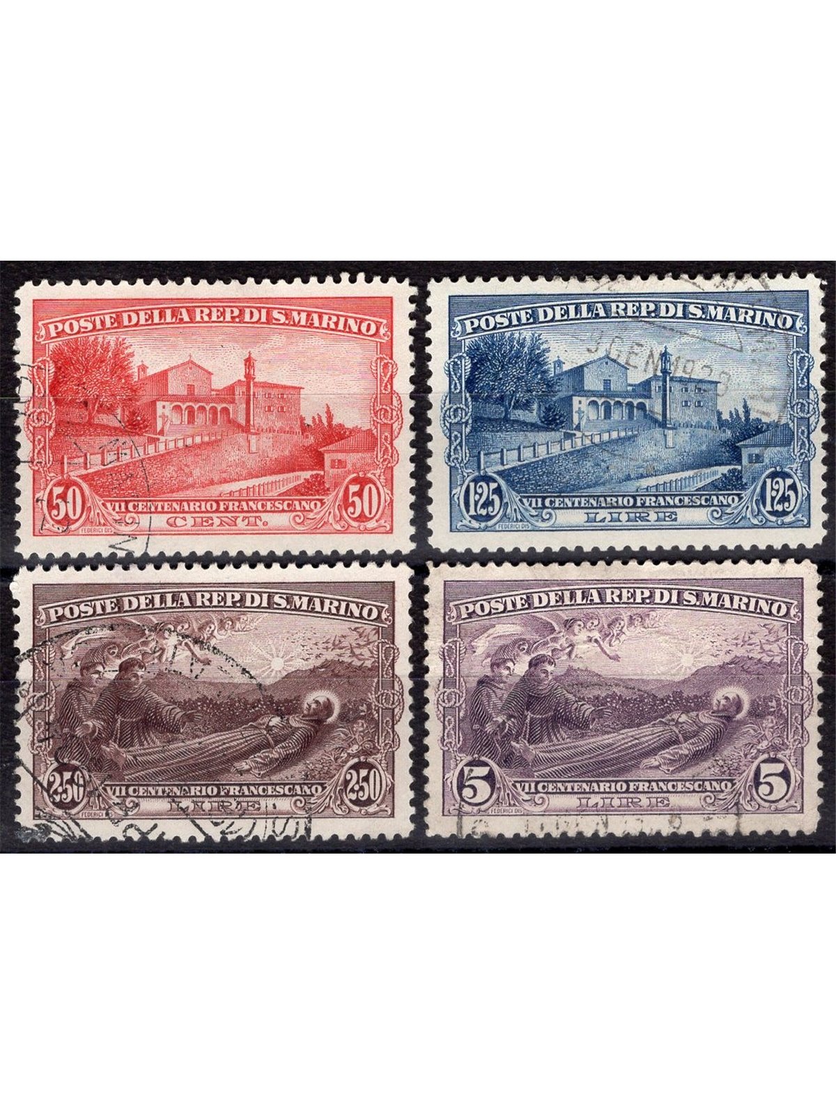 San Marino 1928 San Francesco serie n° 137/40 Cat. € 85 (U) 