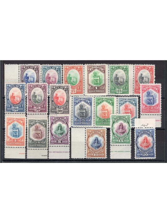 San Marino 1929/31 Vedute serie n° 141/58 Cert. CiBaFil Cert. Caffaz Cat. € 1.500 (**) 