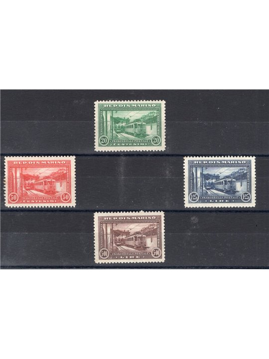 San Marino 1932 Treni serie n° 164/67 Cert. CiBaFil Cat. € 500 (**)