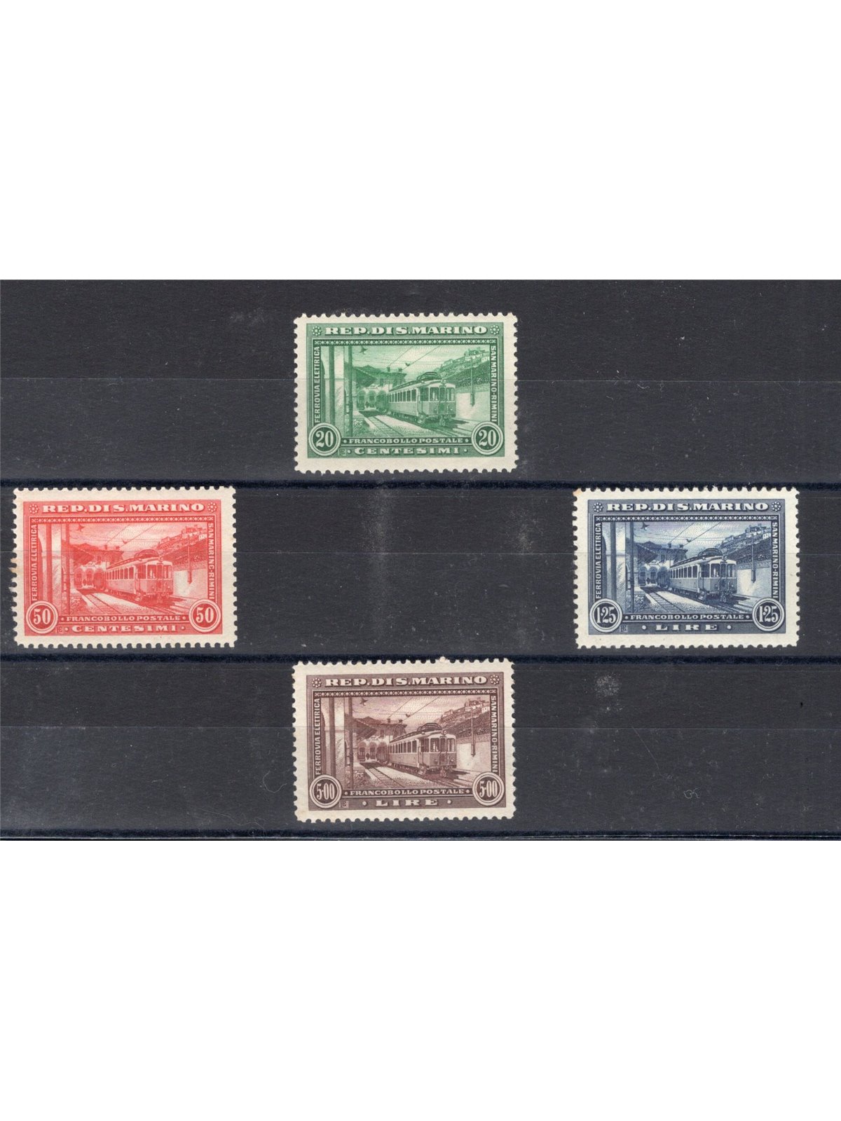 San Marino 1932 Trains series no. 164/67 CiBaFil Cert. Cat. €500 (**)