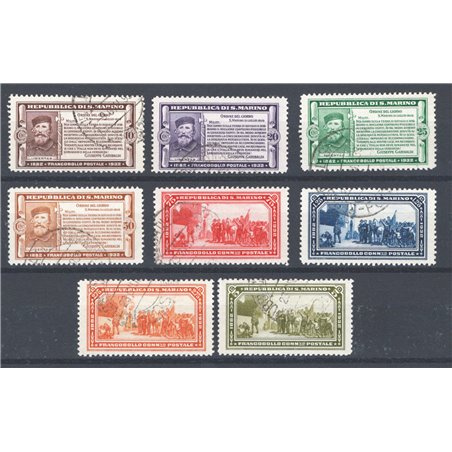 San Marino 1932 Garibaldi series no. 168/75 Biondi Cert. Cat. € 700 (U)