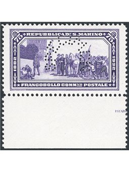 San Marino 1932 50° Anniv. della morte di Garibaldi 75 c. violetto colore cambiato saggio non emesso con perforazione “specimen”