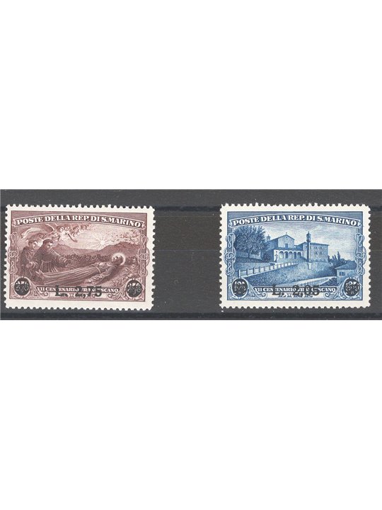 San Marino 1936 San Francesco soprast. serie n° 208/09 Cat. € 112 (**)