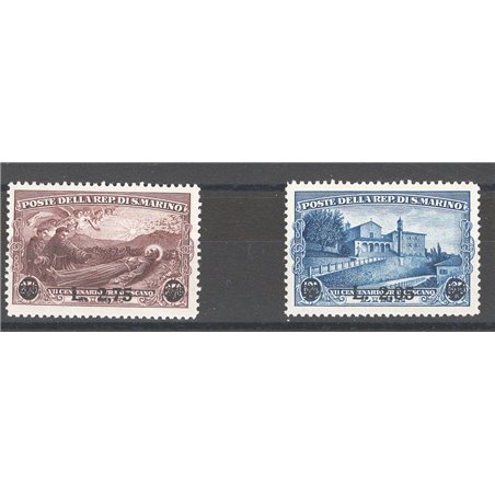 San Marino 1936 San Francesco soprast. serie n° 208/09 Cat. € 112 (**)