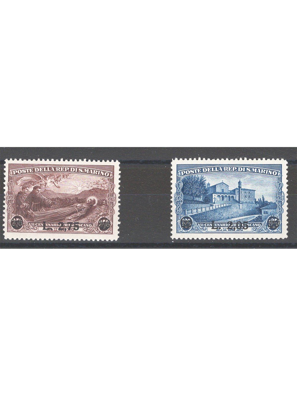 San Marino 1936 San Francesco soprast. serie n° 208/09 Cat. € 112 (**)