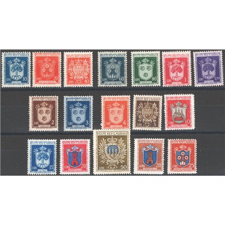 San Marino 1945/46 Coats of Arms series No. 279/95 Cat. €120 (**)