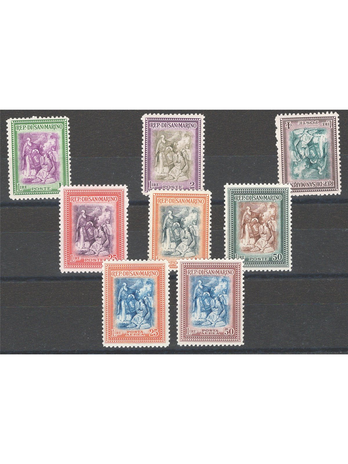 San Marino 1947 Alberoniana serie n° 312/17 + P.A. 73/74 Cat. € 60 (**) 