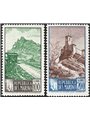 San Marino 1949 Landscapes 100 £ grey and green and 200 £ light blue and brown perforated 14x13 no. 354I/355I CiBaFil certified 