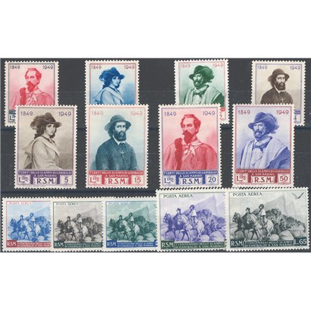 San Marino 1949 Garibaldi serie n° 358/65 + P.A. 77/81 Cat. € 75 (**)