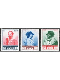San Marino 1949 Garibaldi series no. 358-I/60-I with wheel watermark III Cert. CiBaFil Cat. € 1,000 (**)