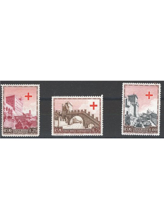 San Marino 1951 Croce Rossa serie n° 369/71 Cat. € 70 (**)
