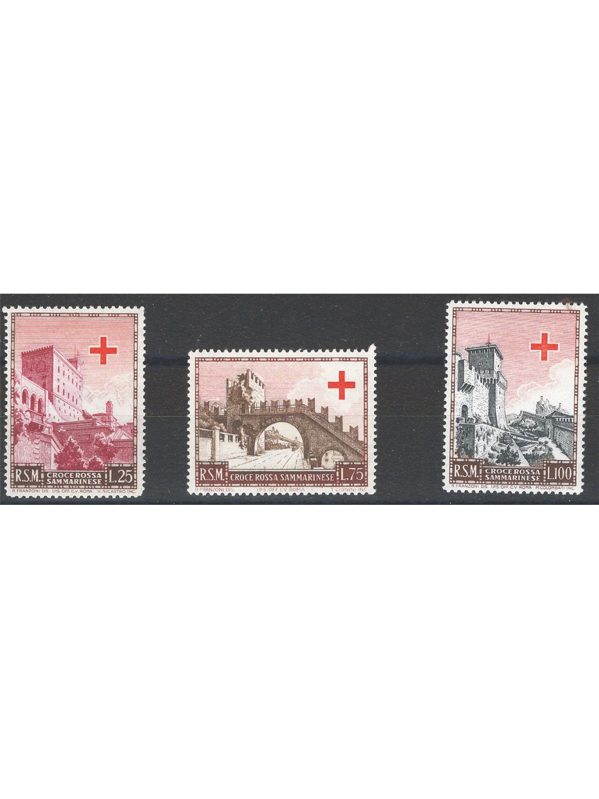 San Marino 1951 Croce Rossa serie n° 369/71 Cat. € 70 (**)