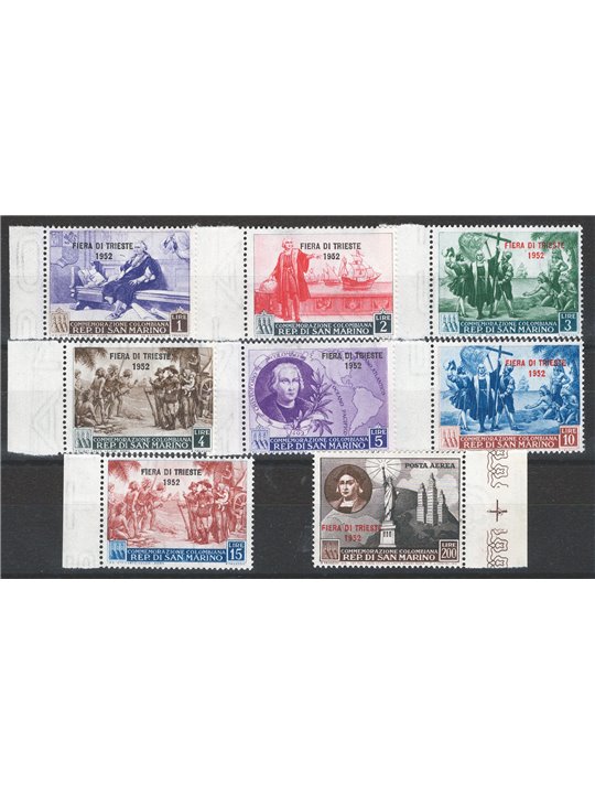 San Marino 1952 Fiera di Trieste serie n° 384/90 + P.A. 102 Cat. € 100 (**) 
