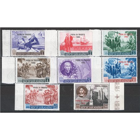 San Marino 1952 Trieste Fair series no. 384/90 + P.A. 102 Cat. €100 (** )