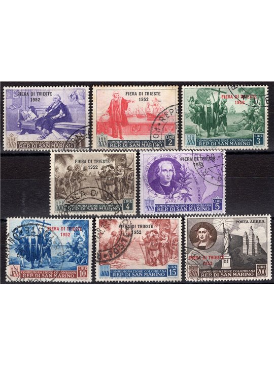 San Marino 1952 Trieste Fair series no. 384/90 + P.A. 102 Cat. €50 (U)