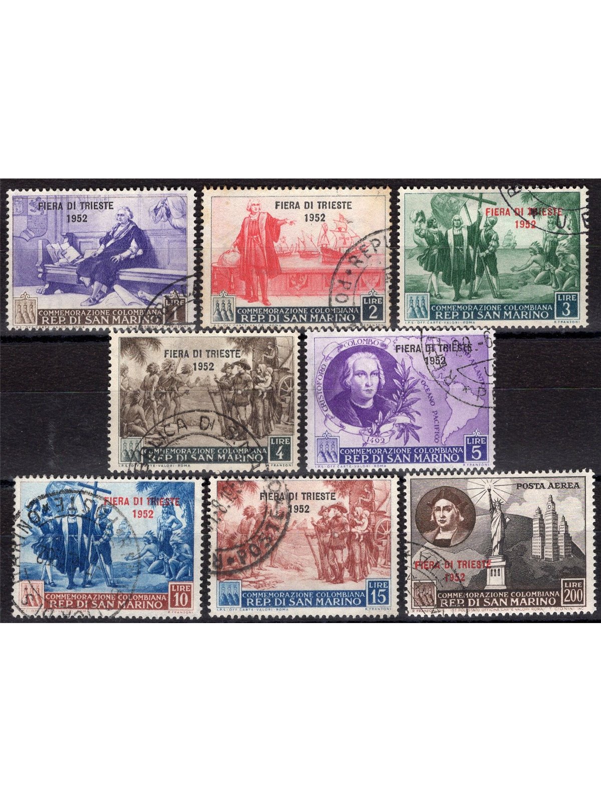 San Marino 1952 Trieste Fair series no. 384/90 + P.A. 102 Cat. €50 (U)