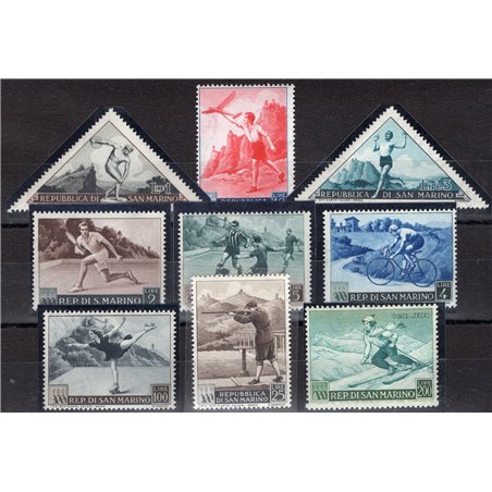 San Marino 1953 Sports Propaganda I series no. 391/98 + P.A. 111 Cat. €140 (**)