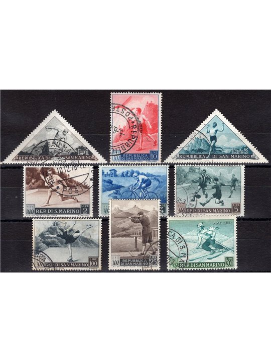 San Marino 1953 Sports Propaganda I series no. 391/98 + P.A. 111 Cat. €70 (U)