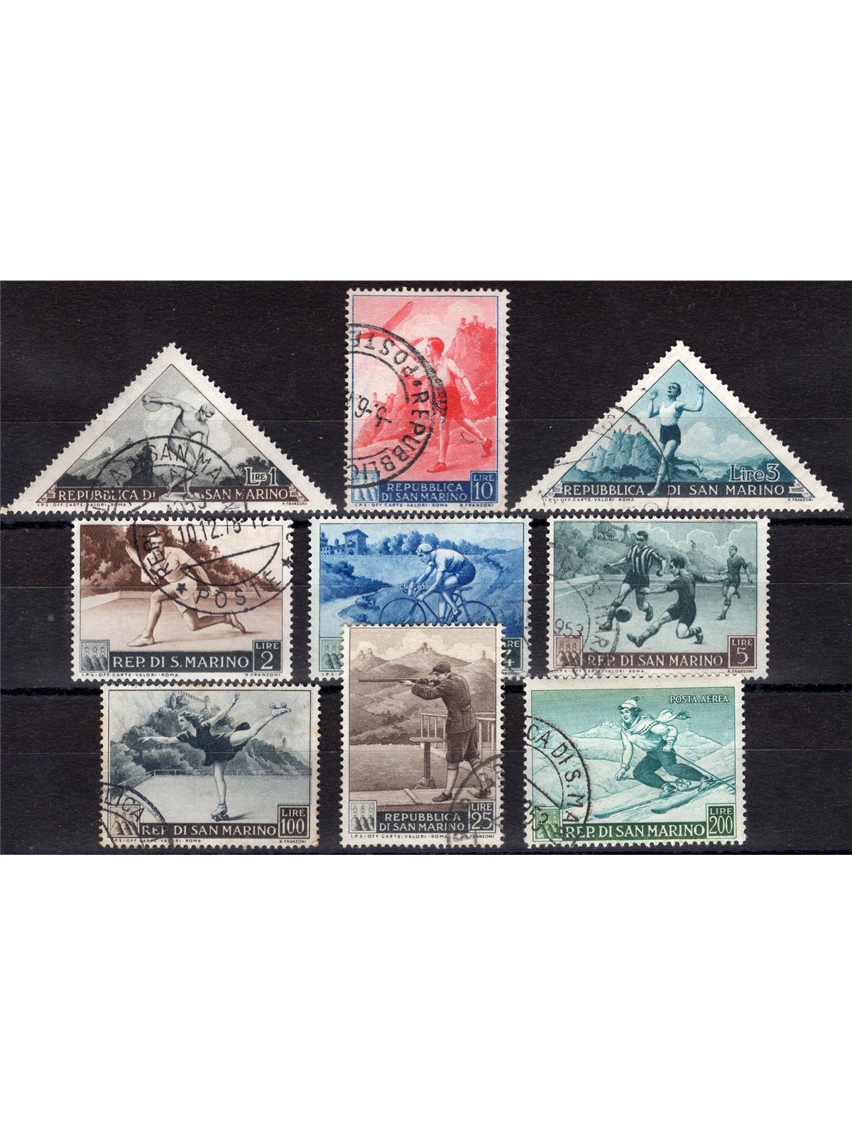 San Marino 1953 Propaganda sportiva I serie n° 391/98 + P.A. 111 Cat. € 70 (U) 