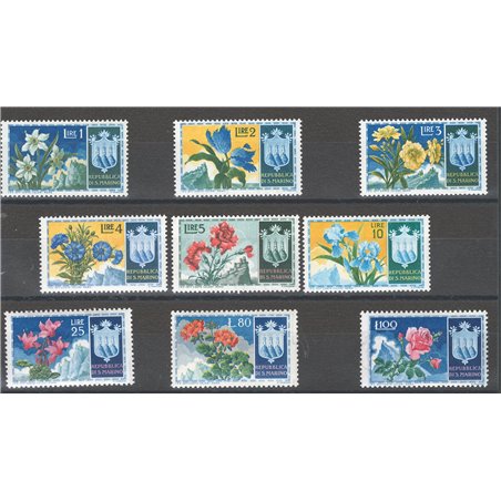 San Marino 1953 Flowers series no. 400/08 Cat. €90 (**)