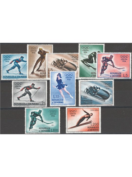 San Marino 1955 Cortina Olympics series no. 428/36 + P.A. 116 Cat. € 60 (**)
