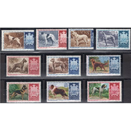 San Marino 1956 Cani serie n° 439/48 Cat. € 62,50 (**)