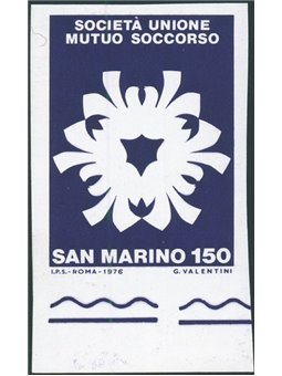 San Marino 1976 Mutuo Soccorso 150 £ non dent. e con la sola stampa del violetto CEI n° 984b Cert. Biondi Cat. € 1.500 (**)