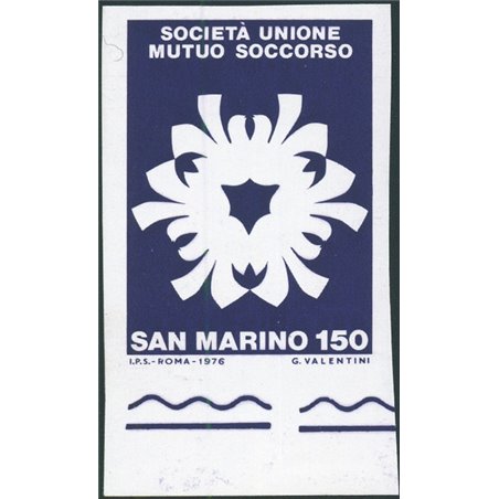 San Marino 1976 Mutual Aid 150 £ imperforated and with only the violet overprint CEI No. 984b Biondi Cert. Cat. € 1,500 (** )