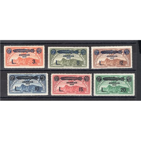 San Marino 1933 P.A. Crociera Zeppelin serie n° 11/16 Cert. CiBaFil Cat. € 650 (**)