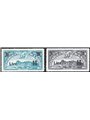 San Marino 1942 P.A. Vedute 2,60 £ azzurro e verde + 3 £ grigio nero con soprast. “Lire 10” e sbarretta serie n° 19/20. Firm. Ch