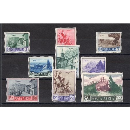 San Marino 1950 P.A. Vedute serie n° 83/91 Cert. CiBaFil Cert. Biondi Cat. € 475 (**)