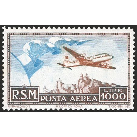 San Marino 1951 P.A. Bandiera 1.000 £ n° 99 Cert. CiBaFil Cert. Sv.Ol Cat. € 850 (**)