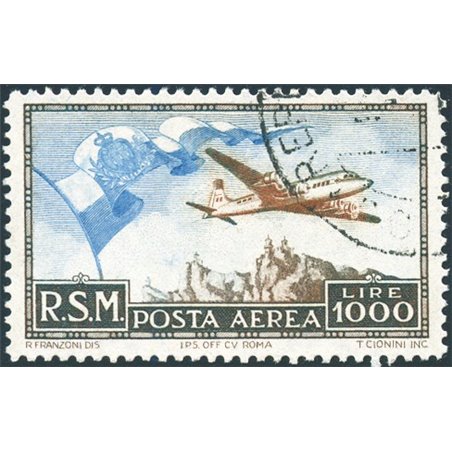 San Marino 1951 P.A. Bandiera 1.000 £ n° 99 Cert. Biondi Cat. € 600 (U)