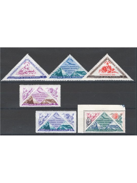 San Marino 1952 P.A. Fiori serie n° 103/08 Cat. € 100 (**)